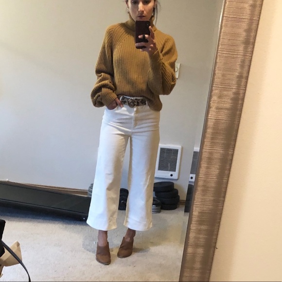 H&M White corduroy wide leg flare pants jeans sz 2 - Picture 2 of 8